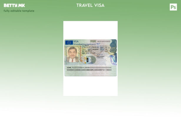 Шаблон за верзија на виза за патување во Малта во модерен стил